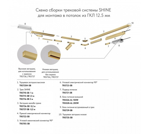 Трек встраиваемый Denkirs SHINE HIDE TR5702-SB