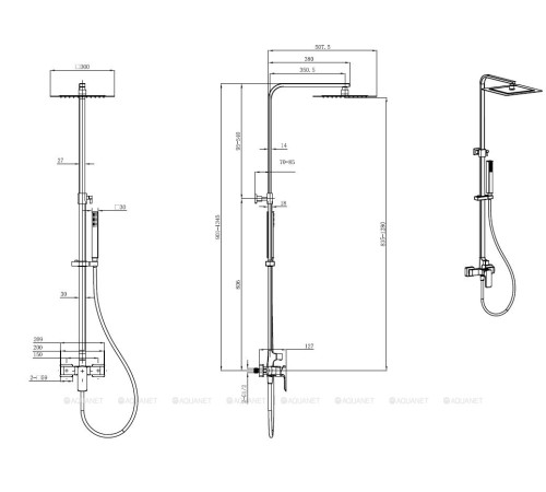 Душевая система Allen Brau INFINITY верхний душ 300 мм хром 5.21012-00