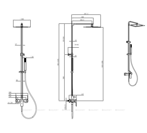 Душевая система Allen Brau INFINITY верхний душ 300 мм черный матовый 5.21012-31