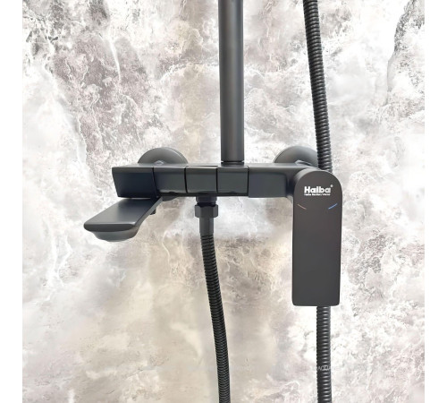 Душевая система Haiba HB24639-7 с изливом и тропическим душем черный HB24639-7