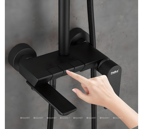 Душевая система Haiba HB24639-7 с изливом и тропическим душем черный HB24639-7