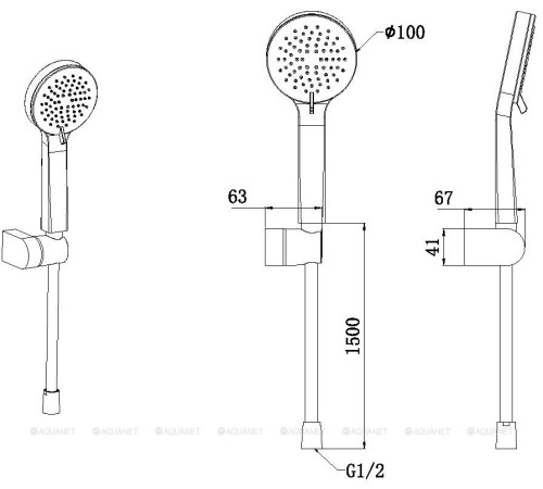 Душевой набор Allen Brau ECLIPSE ручной душ с держателем и шлангом 1500 мм никель 5.E1005-BN