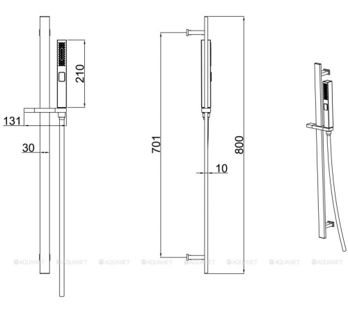Душевая стойка Allen Brau INFINITY 800 мм ручной душ 3 режима хром 5.21013-00