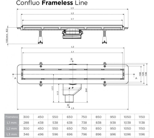 Линейный трап Pestan Confluo Frameless Line 300 мм White Glass 13701210