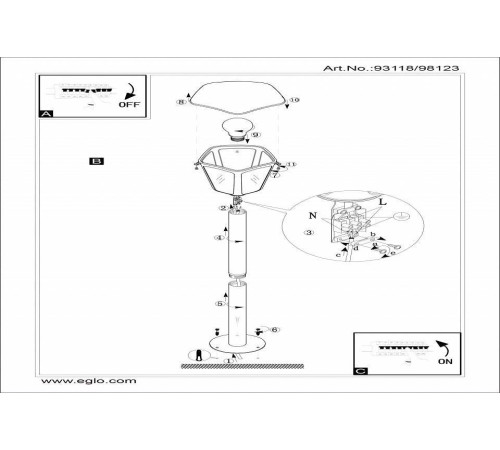 Наземный низкий светильник Eglo ПРОМО Monreale 98123