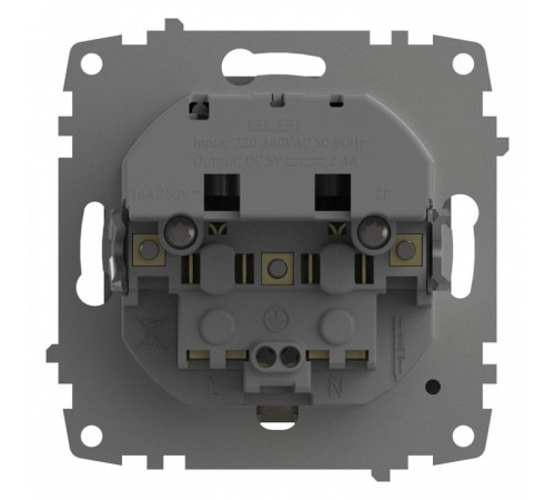 Розетка с заземлением и со шторкой и 2хUSB type A, без рамки Elbi Eleсtriс Zena Vega 609-011000-317