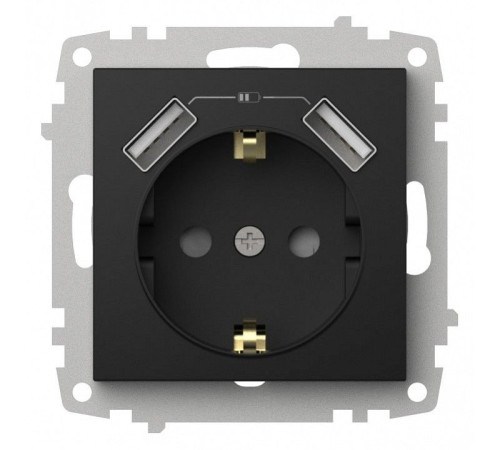 Розетка с заземлением и со шторкой и 2хUSB type A, без рамки Elbi Eleсtriс Zena Vega 609-014800-317