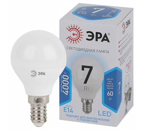 Лампа светодиодная Эра Стандарт LED P45-7W-840-E14