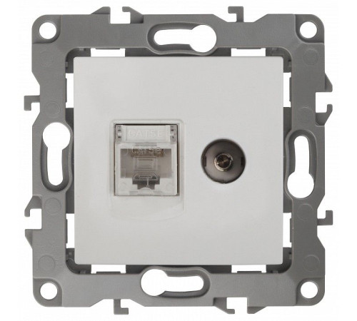 ТВ-розетка и розетка Ethernet RJ-45 без рамки Эра Эра 12 12-3110-01