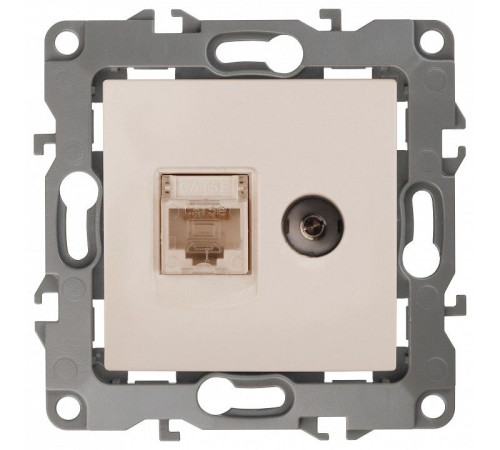 ТВ-розетка и розетка Ethernet RJ-45 без рамки Эра Эра 12 12-3110-02