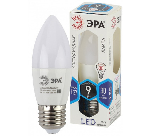 Лампа светодиодная Эра Стандарт LED B35-9W-840-E27