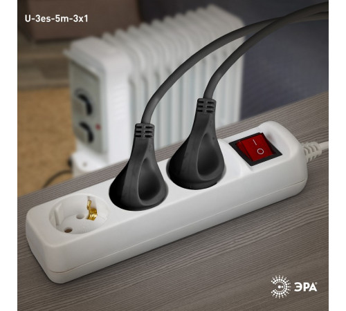 Удлинитель с выключателем Эра U-3es-5m-3x1