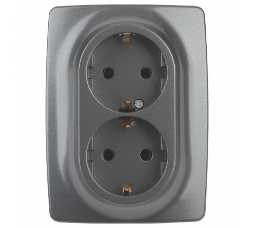 Розетка двойная с заземлением Эра Эра 12 12-2106-12