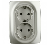 Розетка двойная с заземлением Эра Эра 12 12-2106-15