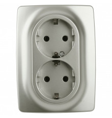 Розетка двойная с заземлением Эра Эра 12 12-2106-15