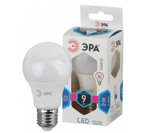Лампа светодиодная ЭРА Стандарт E27 9 Вт 4000 К LED-A60-9W-840-E27