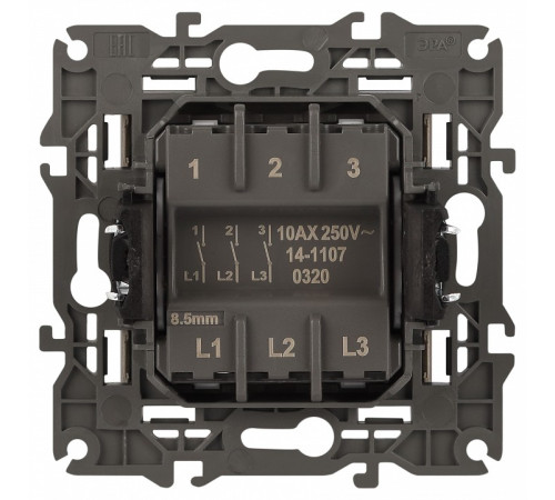 Выключатель трехклавишный без рамки Эра Эра Elegance 14-1107-04