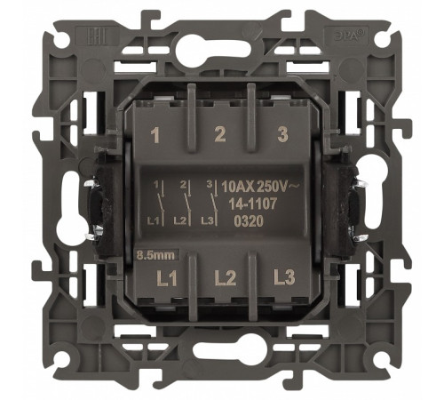 Выключатель трехклавишный без рамки Эра Эра Elegance 14-1107-05