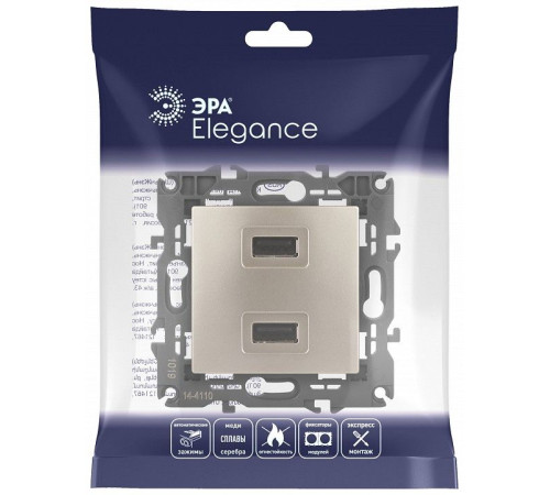 Розетка 2хUSB type A без рамки Эра Эра Elegance 14-4110-04