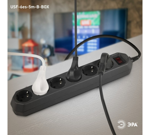 Удлинитель с выключателем Эра USF-6es-5m-B-BOX