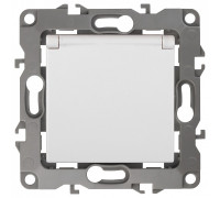 Розетка с заземлением и со шторкой, без рамки с крышкой Эра Эра 12 12-2003-01