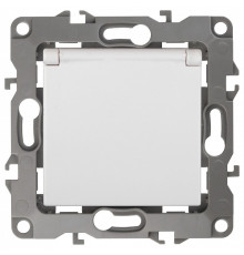 Розетка с заземлением и со шторкой, без рамки с крышкой Эра Эра 12 12-2003-01