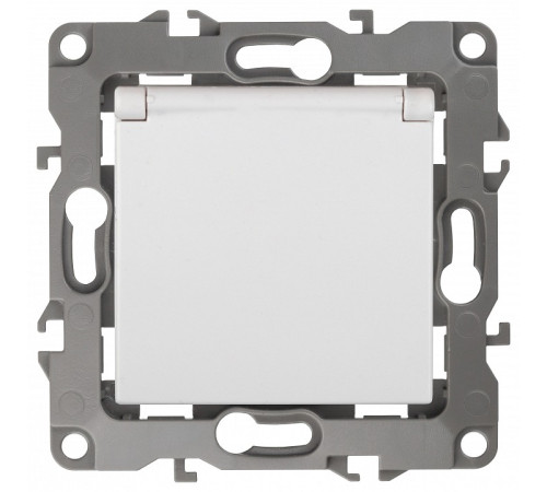 Розетка с заземлением и со шторкой, без рамки с крышкой Эра Эра 12 12-2003-01