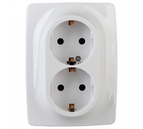 Розетка двойная с заземлением и со шторкой Эра Эра 12 12-2006-01