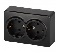 Розетка двойная с заземлением и со шторкой Эра Эра Эксперт 11-2205-05