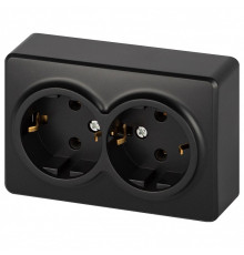 Розетка двойная с заземлением и со шторкой Эра Эра Эксперт 11-2205-05