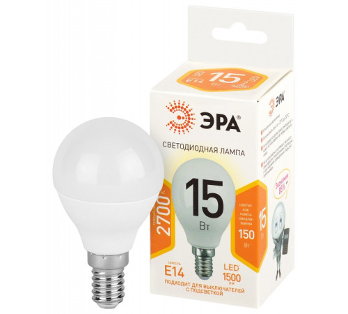 Лампа светодиодная Эра Стандарт LED P45-15W-827-E14