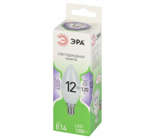 Лампа светодиодная ЭРА Green Line Свеча B35 12 Вт E14 6500 К LED B35-12W-865-E14 GL