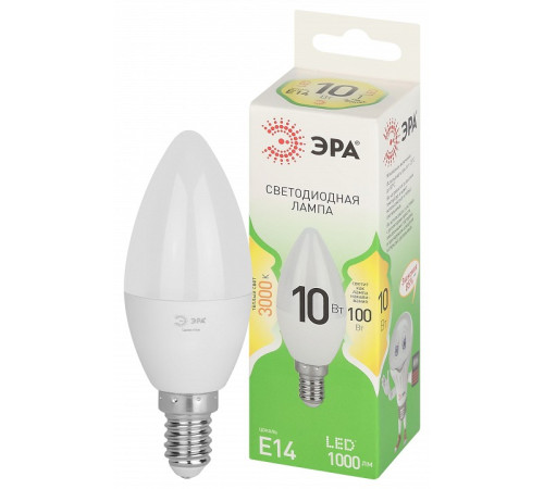 Лампа светодиодная ЭРА Green Line Свеча B35 10 Вт E14 3000 К LED B35-10W-830-E14 GL