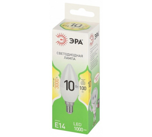 Лампа светодиодная ЭРА Green Line Свеча B35 10 Вт E14 3000 К LED B35-10W-830-E14 GL
