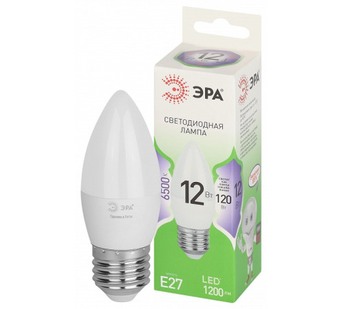 Лампа светодиодная Эра Green Line E27 12Вт 6500K LED B35-12W-865-E27 GL