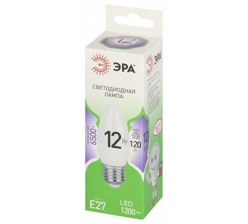 Лампа светодиодная Эра Green Line E27 12Вт 6500K LED B35-12W-865-E27 GL