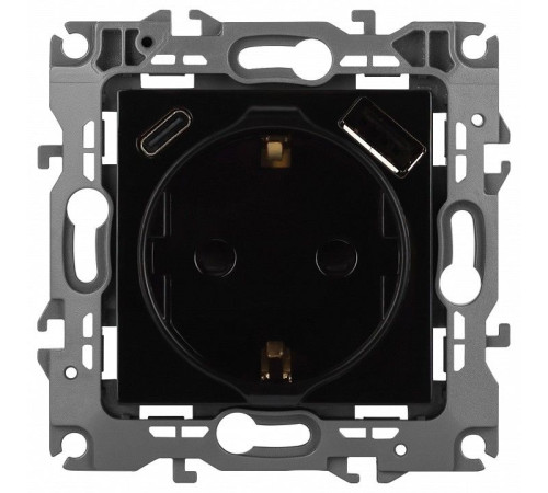 Розетка с заземлением и со шторкой и 2хUSB, без рамки Эра Эра 12 12-4108-06