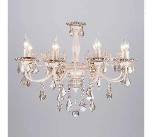 Подвесная люстра Eurosvet Elisha 3281/8 белый с золотом/тонированный хрусталь Strotskis