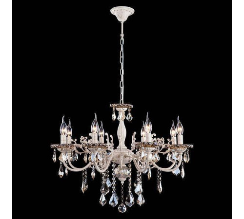 Подвесная люстра Eurosvet Elisha 3281/8 белый с золотом/тонированный хрусталь Strotskis