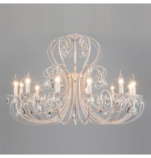 Подвесная люстра Eurosvet Alda 3305/12 белый с золотом/прозрачный хрусталь Strotskis