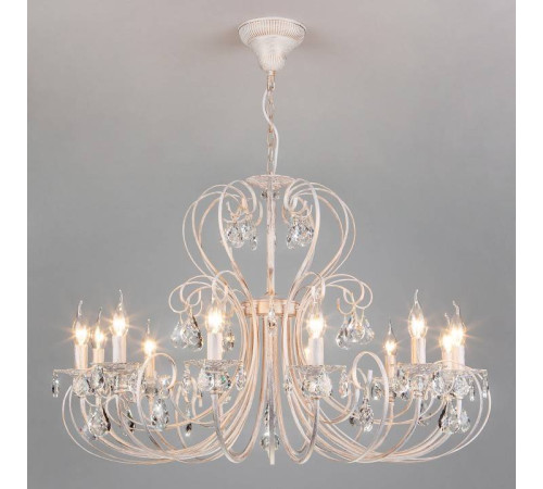 Подвесная люстра Eurosvet Alda 3305/12 белый с золотом/прозрачный хрусталь Strotskis