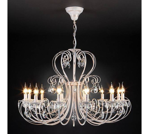 Подвесная люстра Eurosvet Alda 3305/12 белый с золотом/прозрачный хрусталь Strotskis