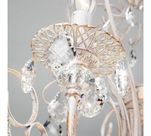 Подвесная люстра Eurosvet Alda 3305/12 белый с золотом/прозрачный хрусталь Strotskis