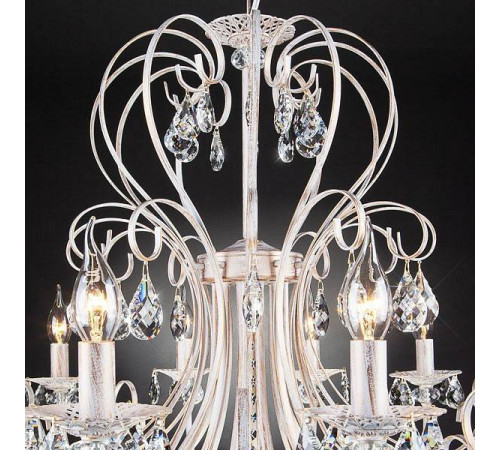 Подвесная люстра Eurosvet Alda 3305/12 белый с золотом/прозрачный хрусталь Strotskis