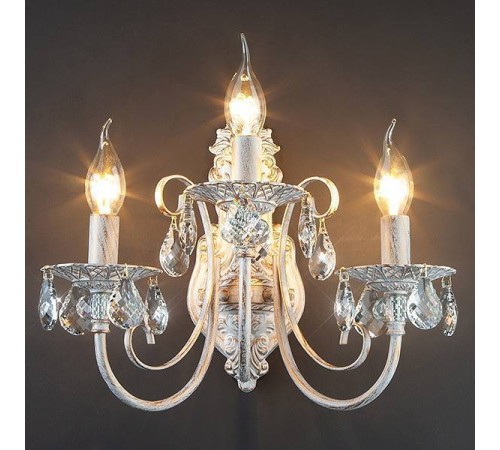 Бра Eurosvet Alda 3305/3 белый с золотом/прозрачный хрусталь Strotskis