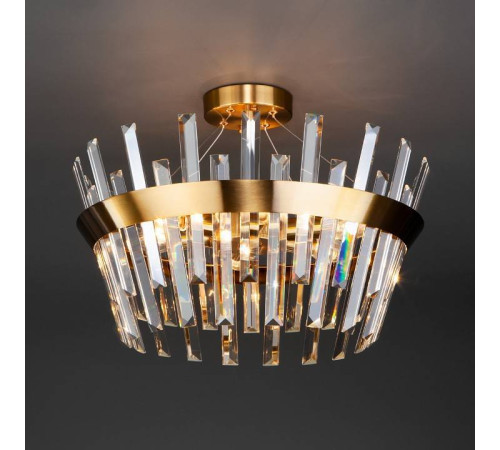 Светильник на штанге Eurosvet Steccato 10111/5 золотая бронза / прозрачный хрусталь Strotskis