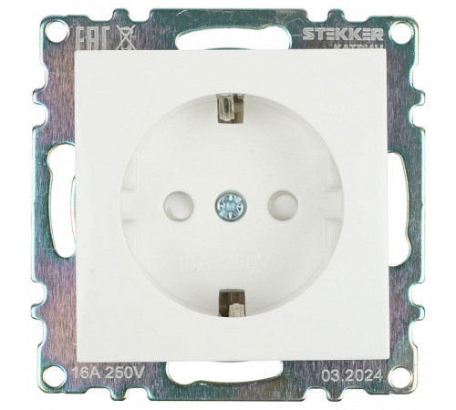 Розетка с заземлением и со шторкой, без рамки Stekker Катрин 39304