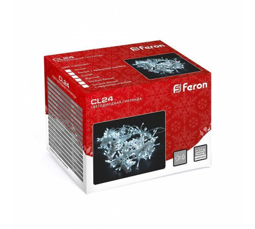 Занавес световой Feron CL24 2x1.5 м 160 LED белый свет черный провод 41626