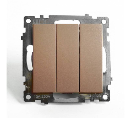 Выключатель трехклавишный без рамки Stekker Катрин 49174