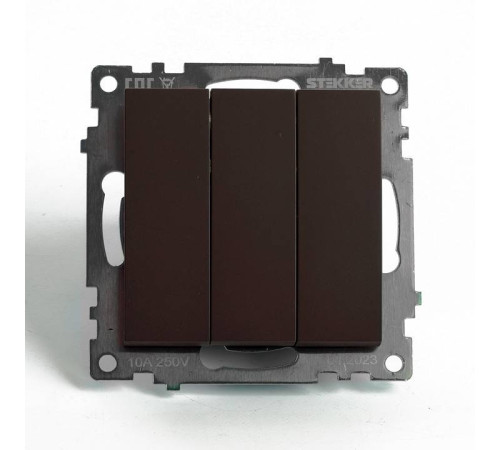 Выключатель трехклавишный без рамки Stekker Катрин 49175